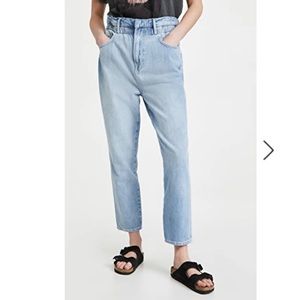 FRAME Elastic Waist High Rise Jeans in Meridian - Large